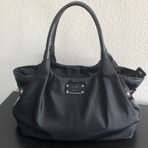 Kate Spade Black Nylon Patent Leather Stevie Tote